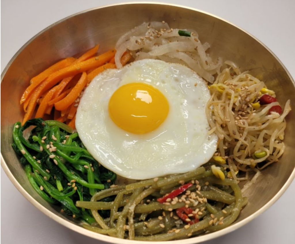 Bibimbap and Namul on a plate